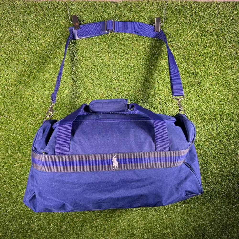 Polo Ralph Lauren Navy Blue Canvas Duffle Bag Travel Weekender Gym Bag